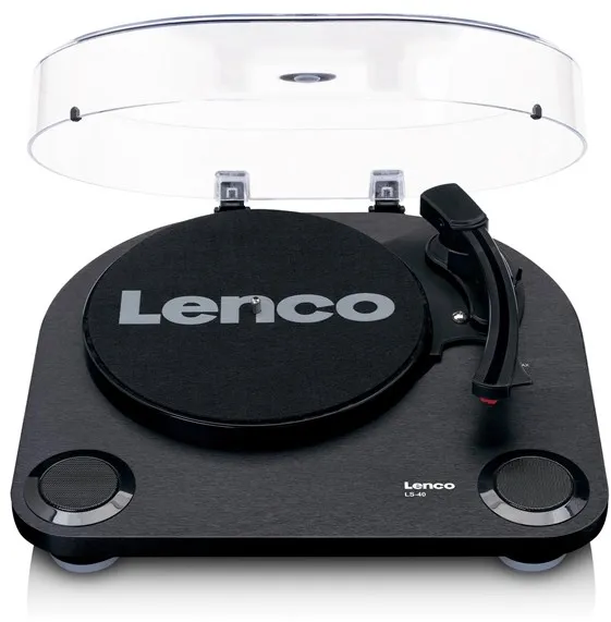 Lenco Wood 带内置扬声器的唱机 - 黑色唱机